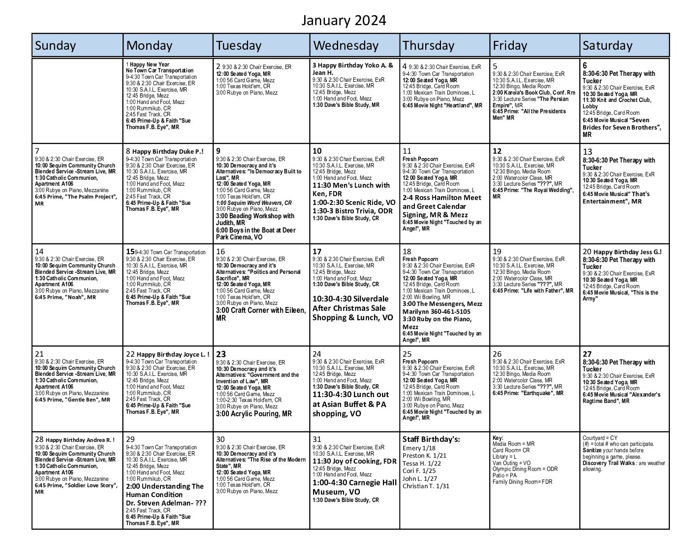 January 2024 Activity Schedule The Lodge at SherwoodThe Lodge at Sherwood